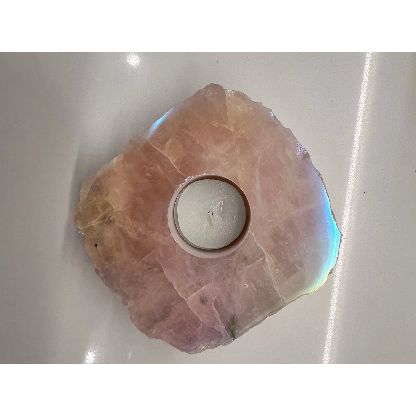 Rose Quartz Angel Aura Candle Holder